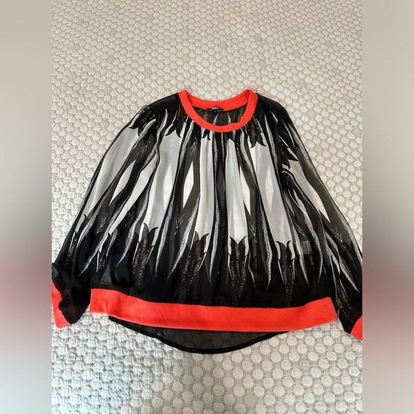 Tesoro Moda Long Sleeve Sheer Blouse, Size L - Picture 3 of 9